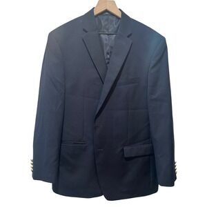 Chaps Ralph Lauren Men's Navy Wool‎ Blend Blazer Sport Coat Gold Button Size 44R